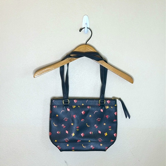 Fossil Coated Small Gift Print Shopper Purse Double Handles Zipper Closure - Picture 6 of 16